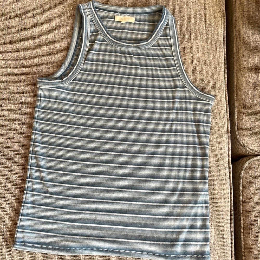 Madewell Ribbed Westville Blue Striped Womens Tank Top Medium NWOT